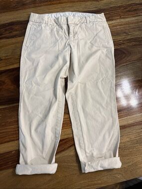 Women's JCrew Vintage Distressed Cotton Chino Pants - Cream